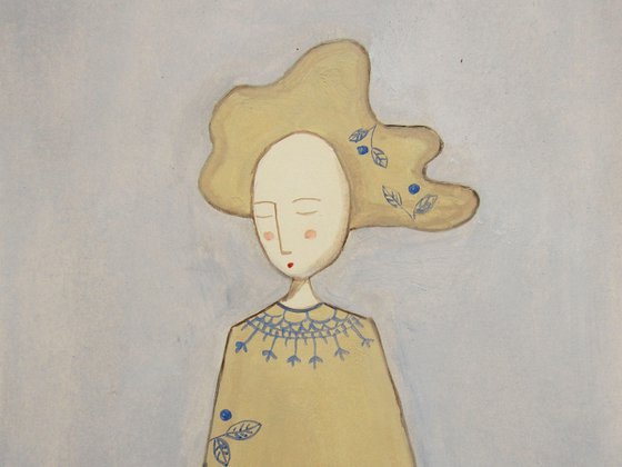 The woman with blue leaves