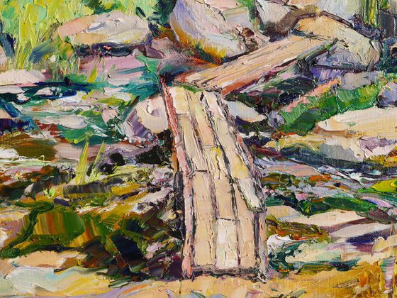 A Bridge over roaring flow (Plein air)