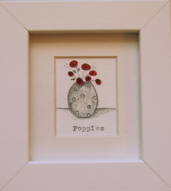 Framed Poppies I (miniature)..