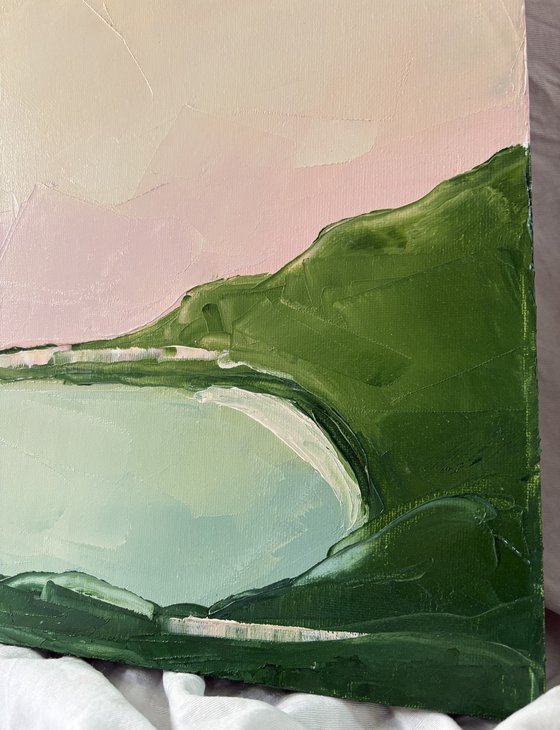 Minimal pastel coastal lagoon