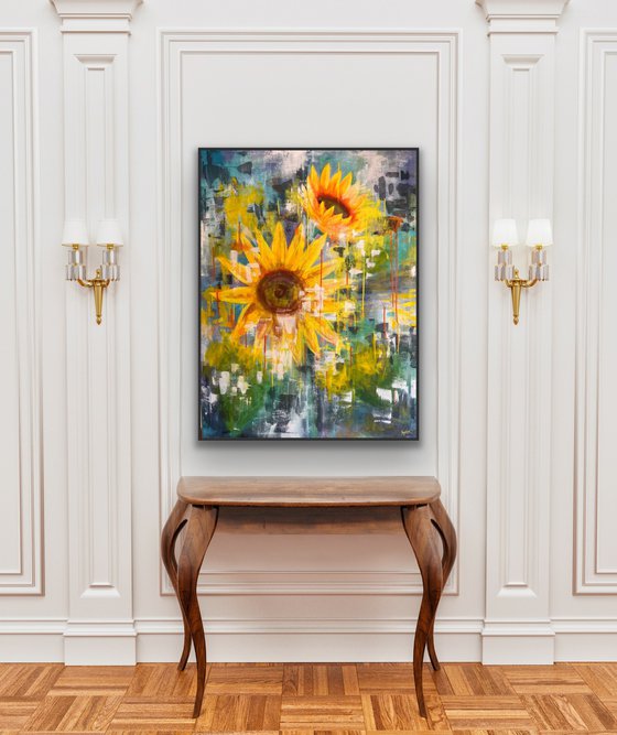 Let me be free ! Abstract Sunflower art
