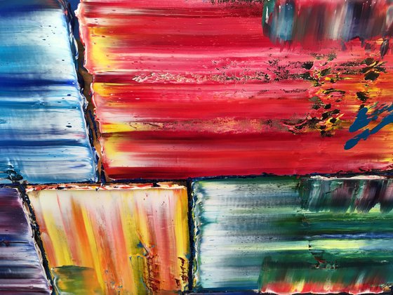 "Revolution" - Original PMS Abstract Oil Painting On Canvas - 36" x 24"