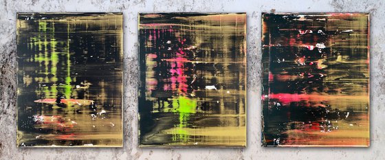 "The Night Life" - FREE USA SHIPPING + Save As A Series - Original PMS Abstract Triptych Acrylic Paintings On Canvas - 48" x 20"