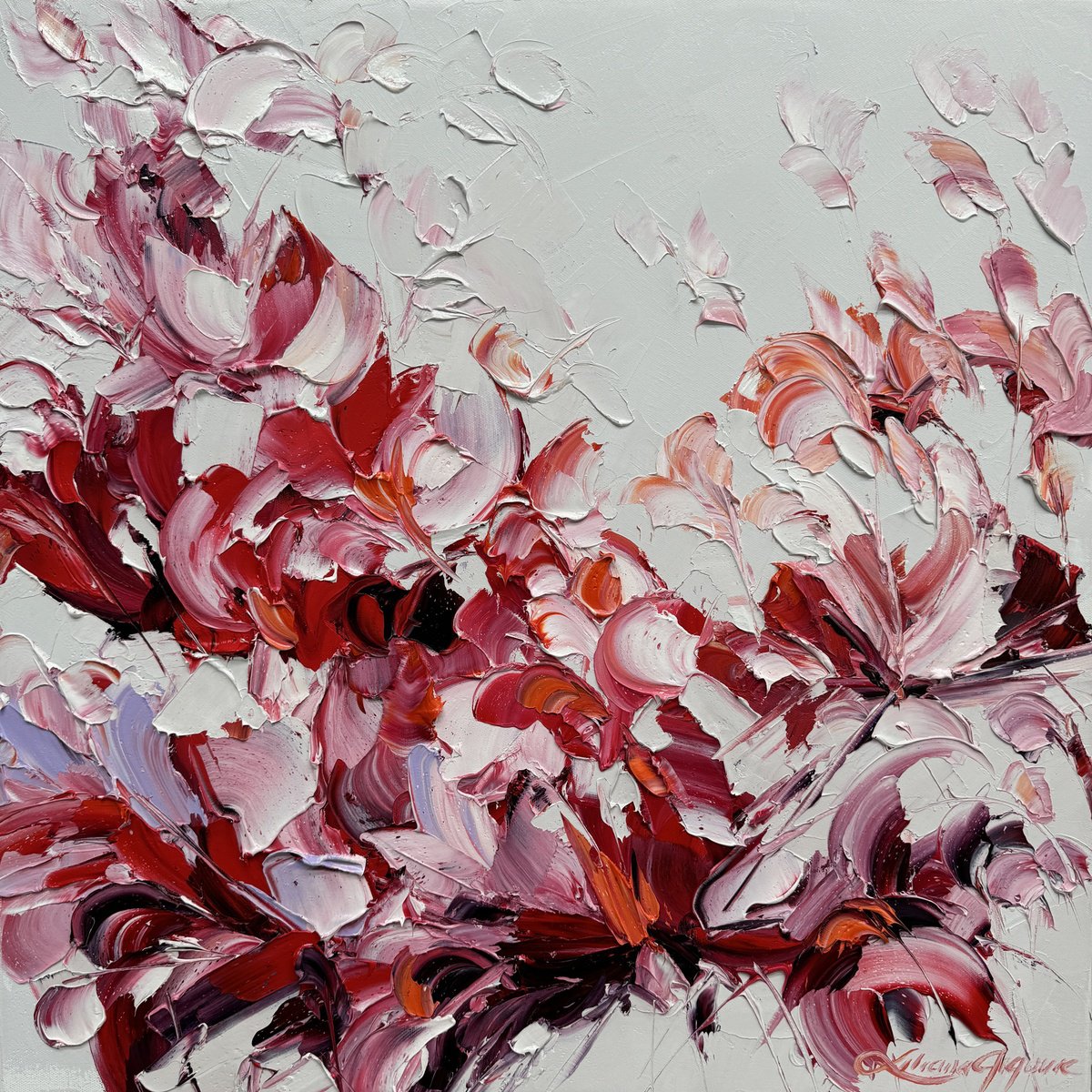 Impressionistic Botanical Oil Painting By Liliana Gigovic, 24 X 24", Magnolia No 24, Original Artwork