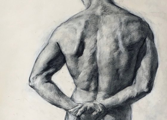 Portrait of a sitter from the back