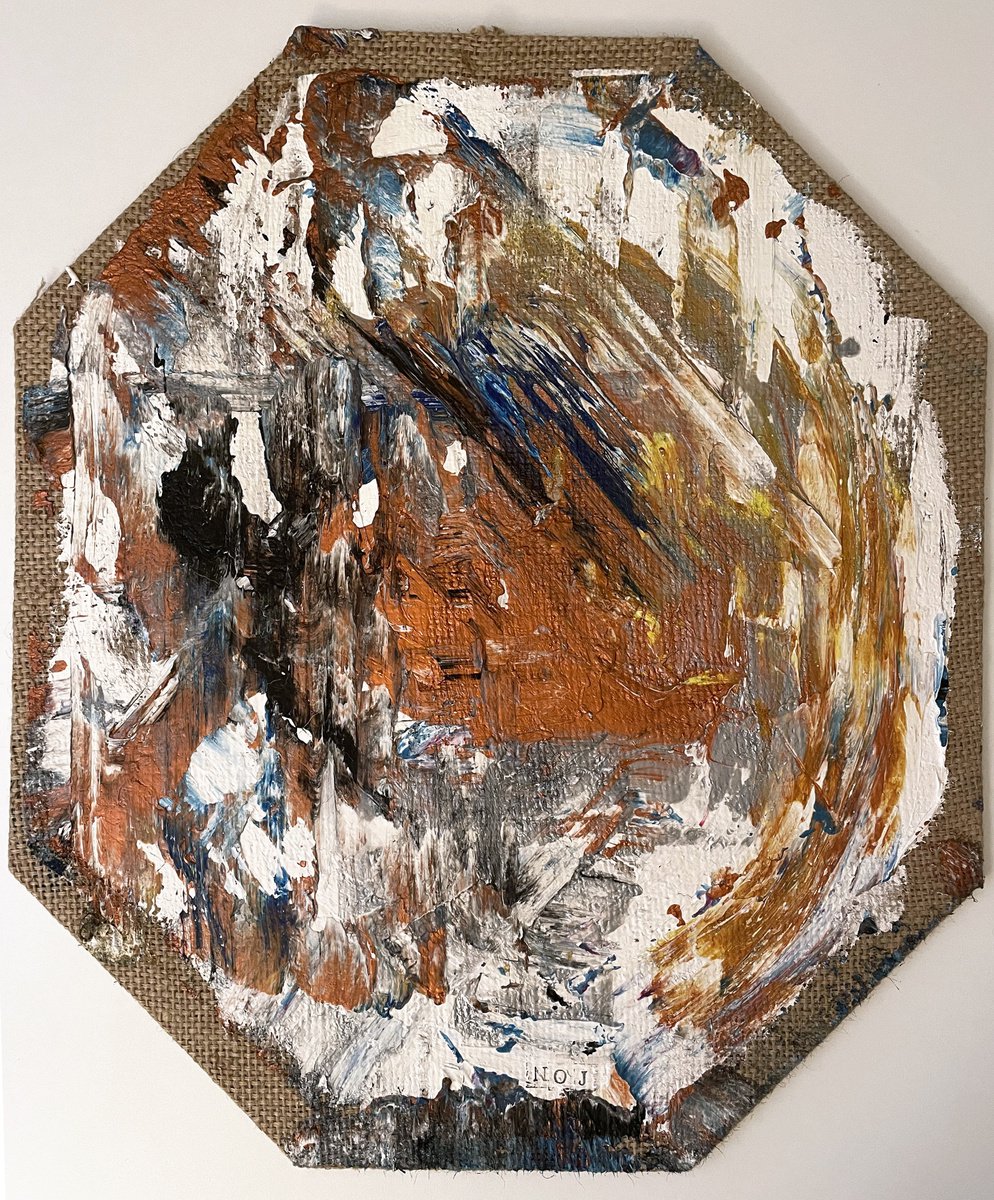 Abstract Painting By Mattia Paoli, 21 X 24", Bronze Sunset, Original Artwork