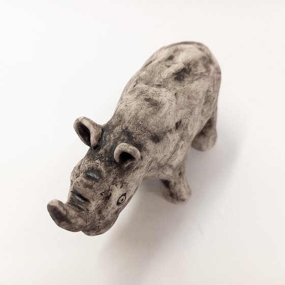 Rhino. Ceramic sculpture
