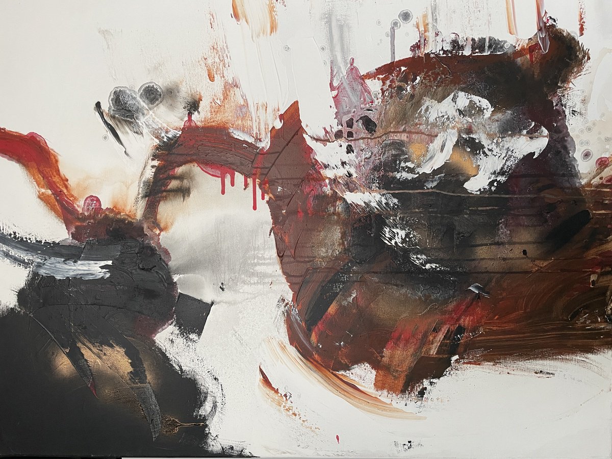 Abstract Acrylic Painting By Tiny De Bruin, 39 X 31", The Earth In Motion, Original Artwork