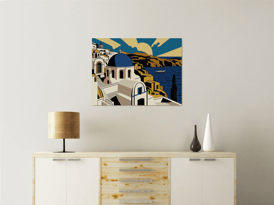 Santorini landscape (inspired by Roy Lichtenstein)