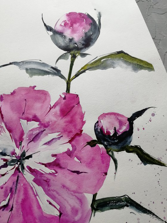 Peony flowers painting