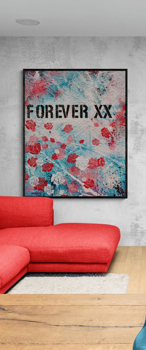Forever and Ever 120cm x 150cm Forever XX Textured Urban Pop Art by Franko