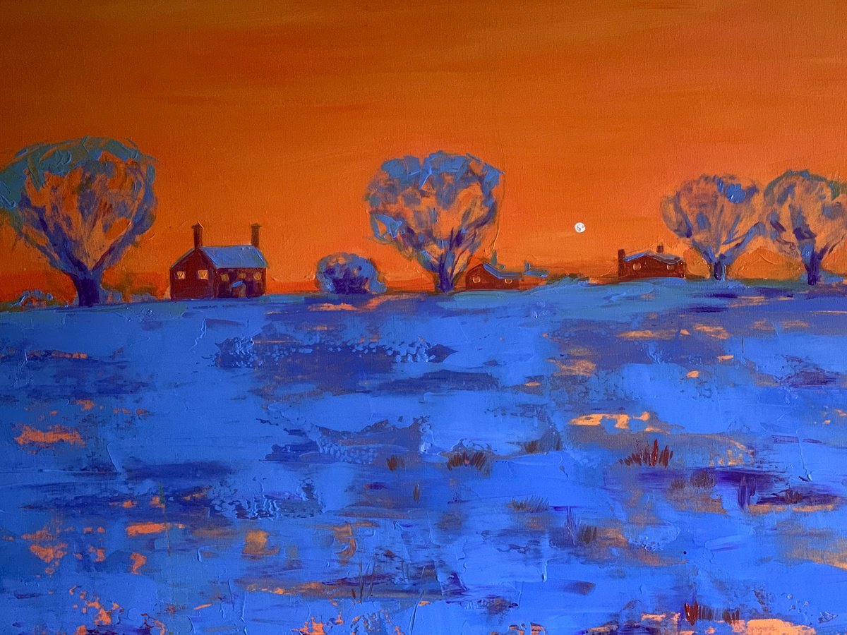 Impressionistic Landscape Acrylic Painting By Olga Pascari, 39 X 28", Landscape, Original Artwork