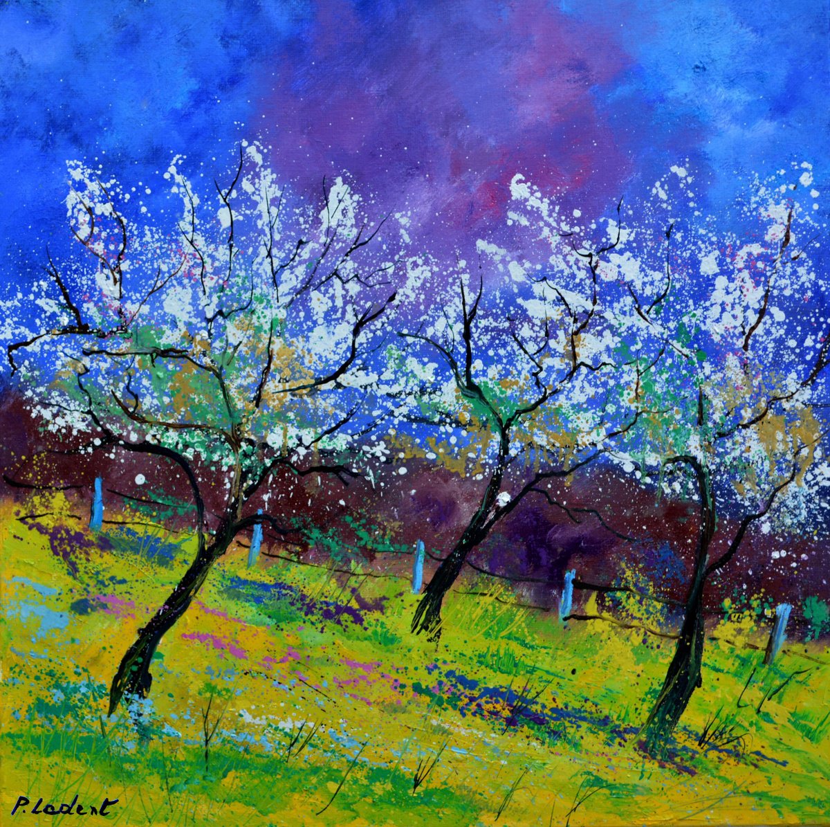 Appletrees in spring - 77 by Pol Henry Ledent