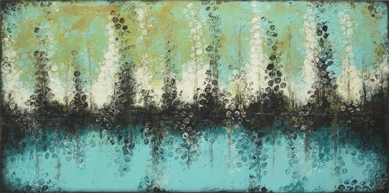XL Boiling Bubbles Landscape - Ronald Hunter - Abstract Blue Painting - 09J
