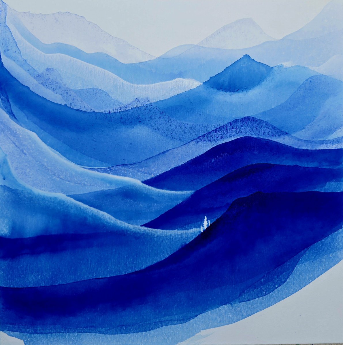 Impressionistic Abstract Acrylic Painting By Danijela Dan, 20 X 20, Tranquility Of Distance I, Original Artwork