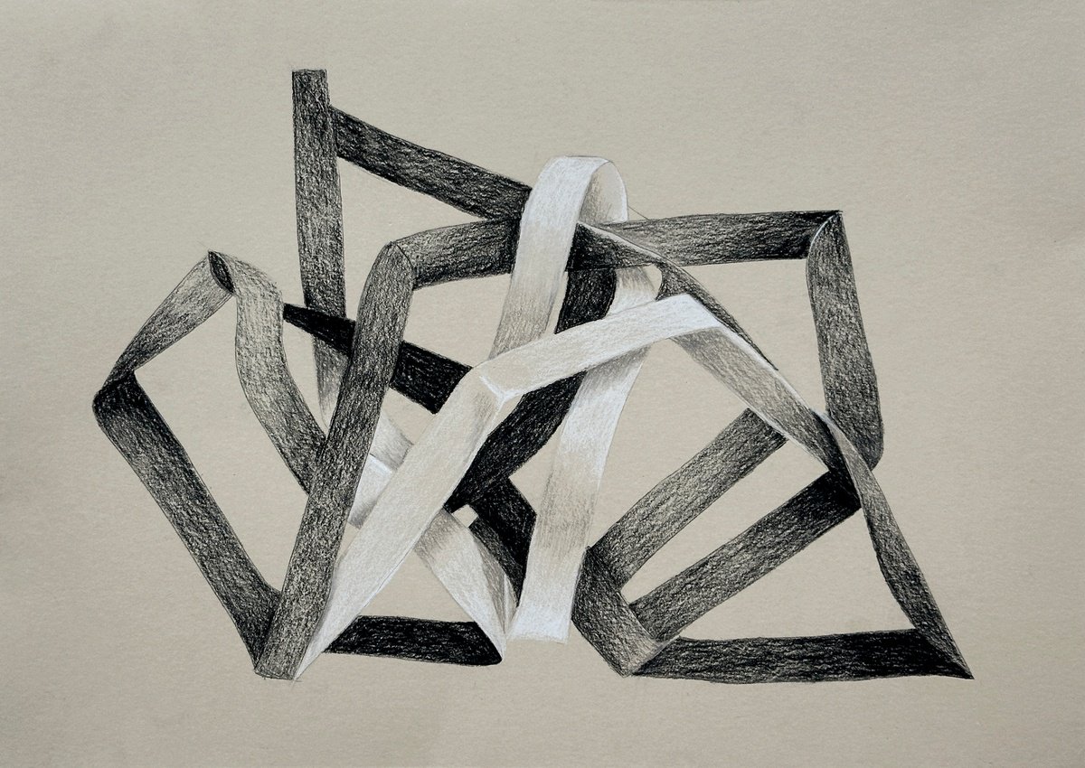 Organic Abstract Pastel Drawing By Amanda Andersen, 17 X 12, Knotted Abstraction: Feather, Original Artwork