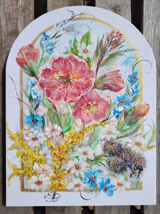 Diptych "Splashes of Sunny Summer". Original.
