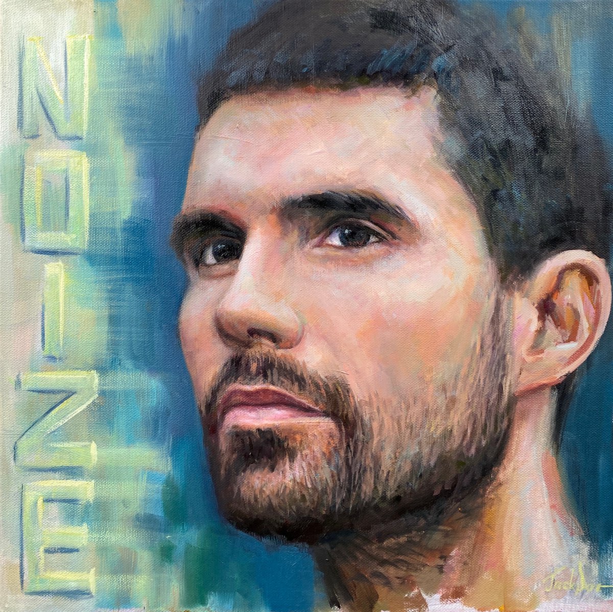 Noize MC oil portrait original painting hand drawn canvas wall art by Evgeny JackPot by Evgeny Potapkin