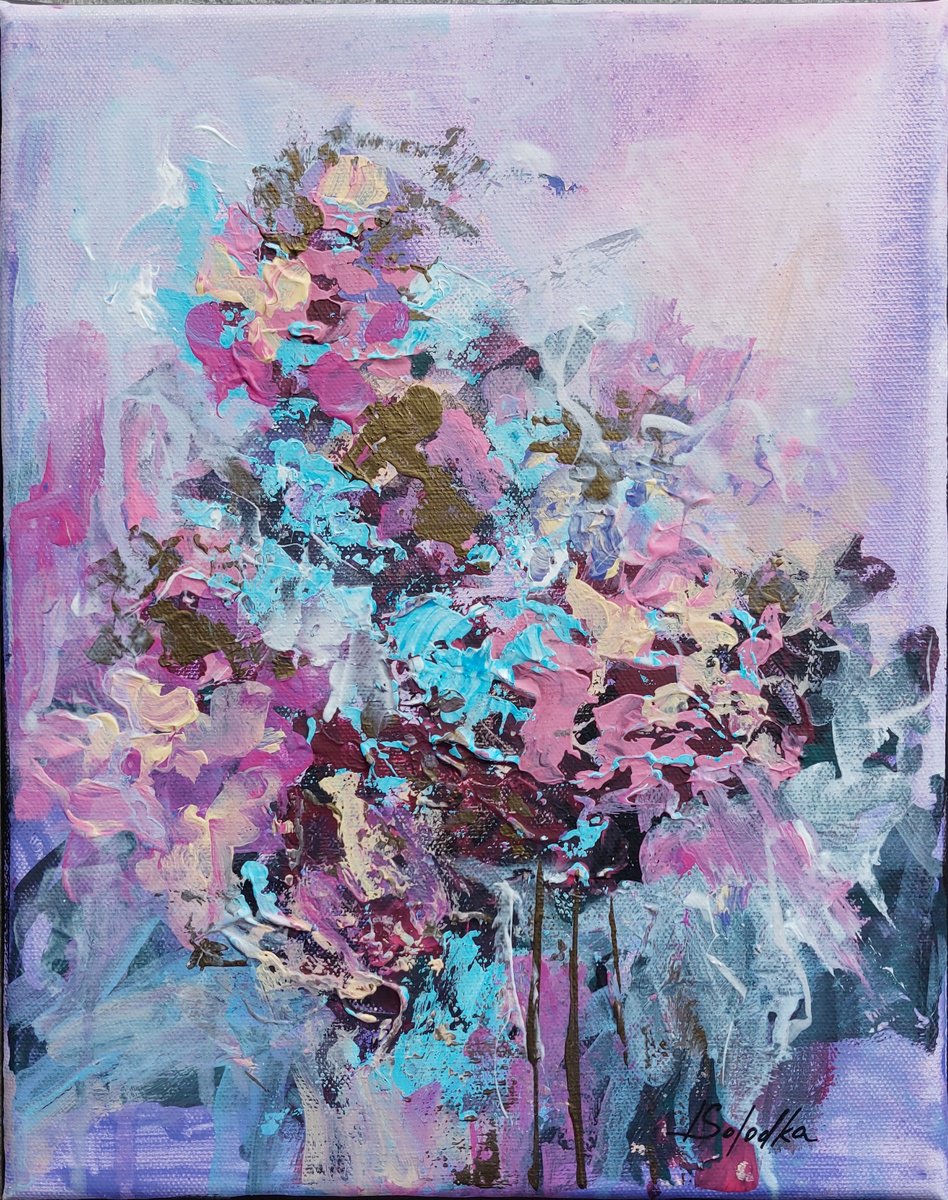 Abstract Acrylic Painting By Katia Solodka, 9 X 12", Sunny Day, Original Artwork