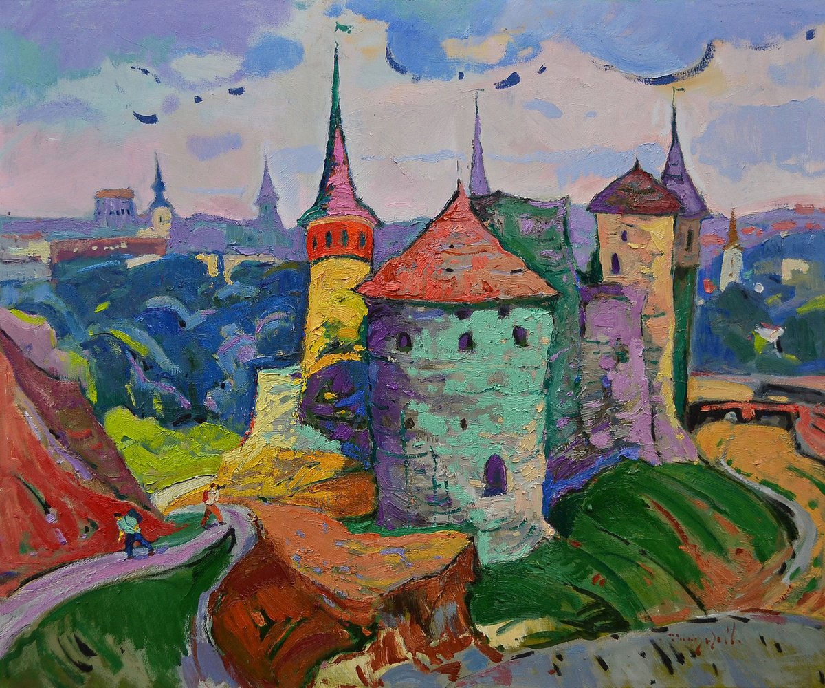 Impressionistic Cityscapes Oil Painting By Alexander Shandor, 47 X 39, The Spirit Of Ukraine Kamianets - Podilskyi, Artfinder