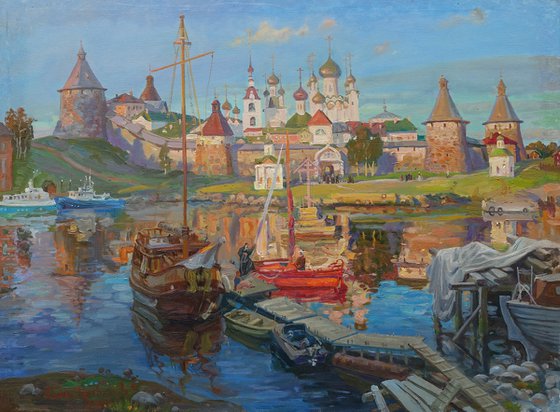 Well-being bay. View of the Solovetsky Monastery