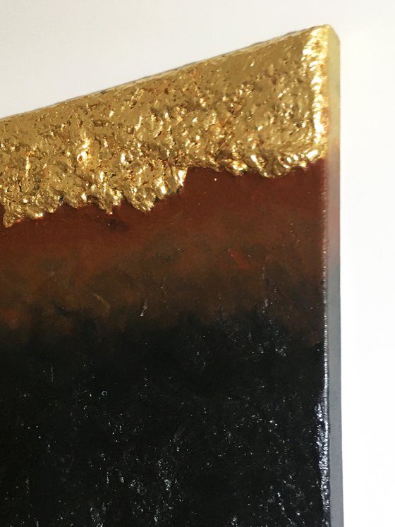 SALE! Gold & Black - Relief on Canvas