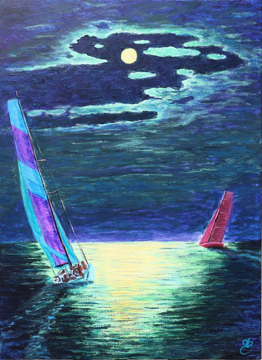 Abstract Landscape Acrylic Painting By Dmytro Yeromenko, 16 X 22, Volvo Ocean Race, 40*55, Original Artwork