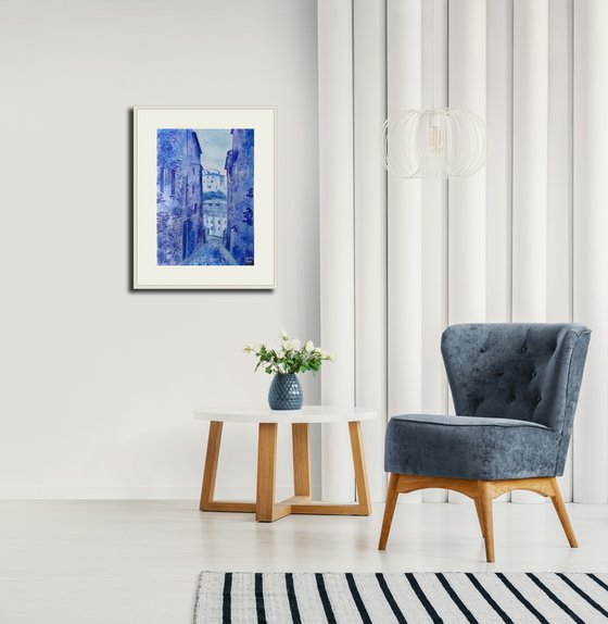 Blue dusk in the Spanish town