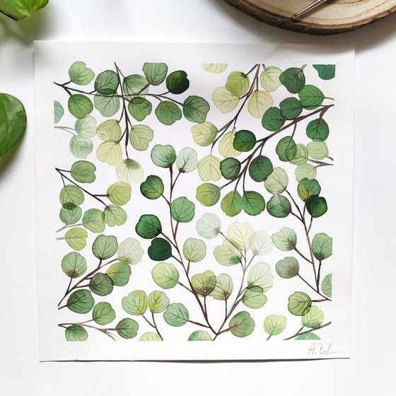 Watercolor Eucalyptus Leaves