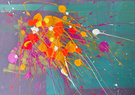 Abstract painting Autumn bouquet of flowers