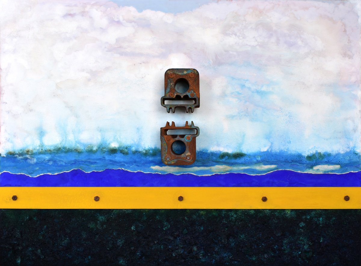 Surrealistic Landscape Painting By Milena Nicosia, 40 X 30", Seconda Isola, Original Artwork