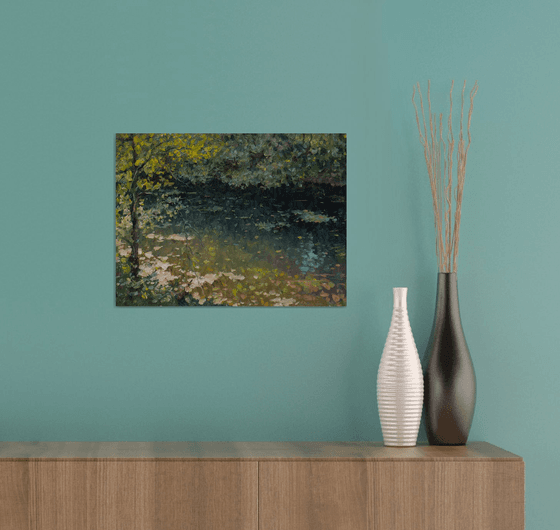 The Sunny Water - river landscape painting