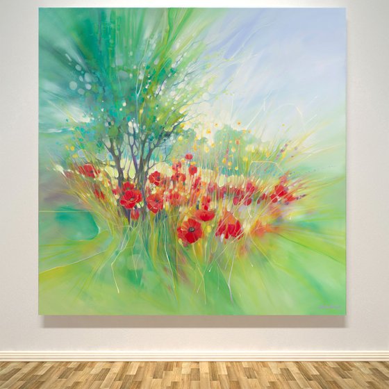 Midsummer Jubilance, poppies in a meadow painting