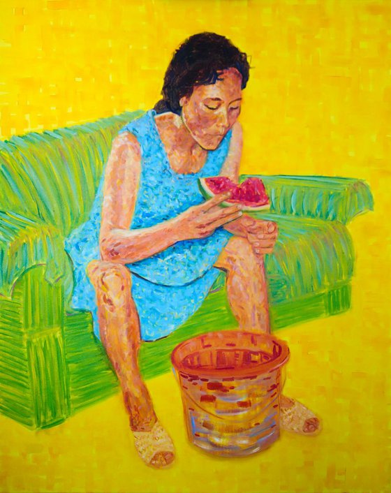 Girl with a watermelon