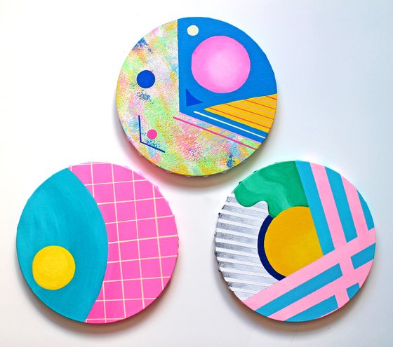 Abstract Circle #3 Swimming Pool Painting on Round Canvas