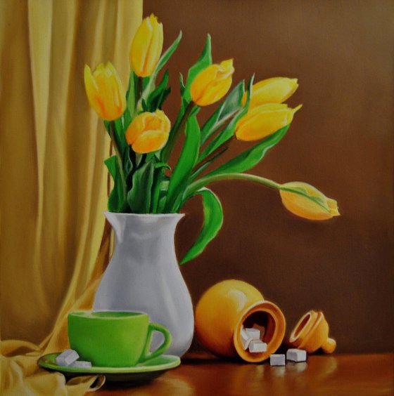 Still Life with Flowers and a Cup of Tea