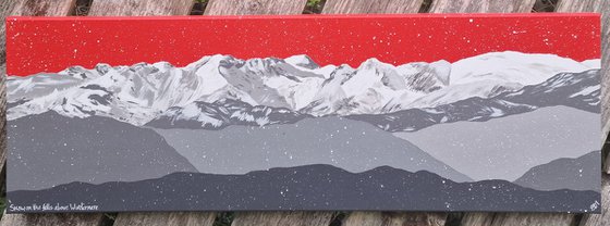 Snowy fells above Windermere