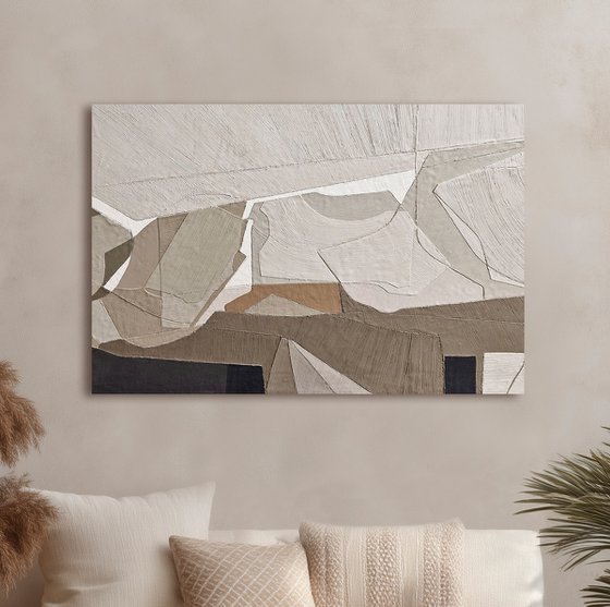 "Bella 5" Textured geometric brown art