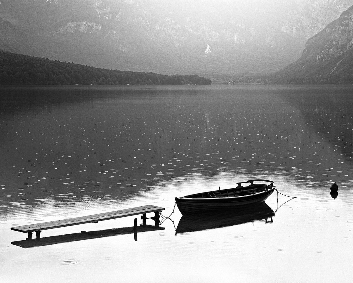 Quiet Rain at the Lake - Landscape Art Photo by Peter Zelei