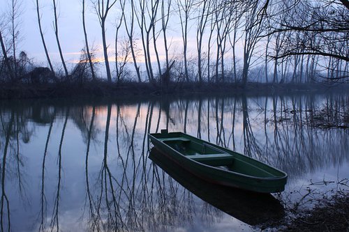 Boat on the river by Sonja  Čvorović