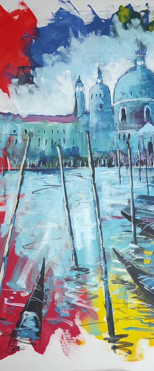 V01 100x70 City view. Large acrylic on canvas. by Lukasz Lepik