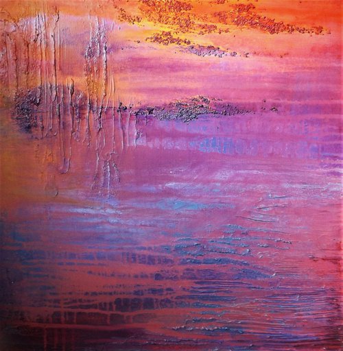 'Island Sunset' - Modern art, impressionist painting, seascape, sky by Lisa Price
