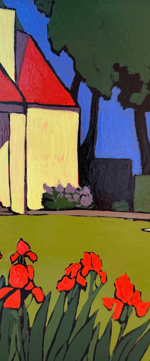 Garden Still Life with Red Watering Can by Daria Baklykova