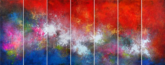 210x80cm. /Panoramic Painting  / 7 in 1 / Alex Senchenko © 2019 /  Ice and Flames