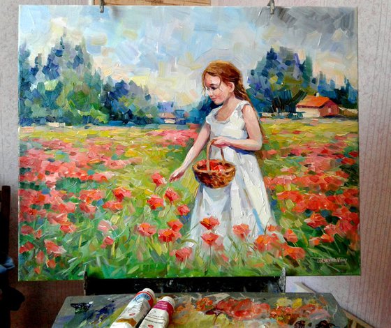 Girl in a poppy field