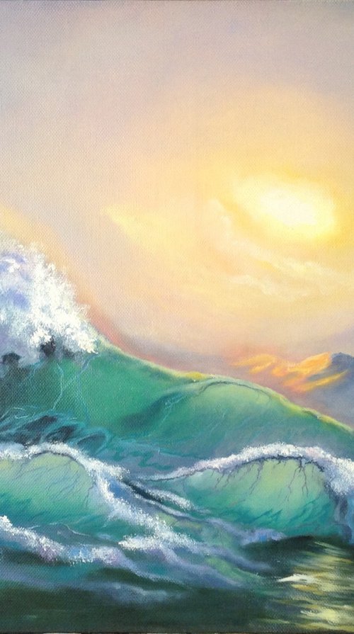 Emerald Wave - seascape after the storm by Liubov Samoilova