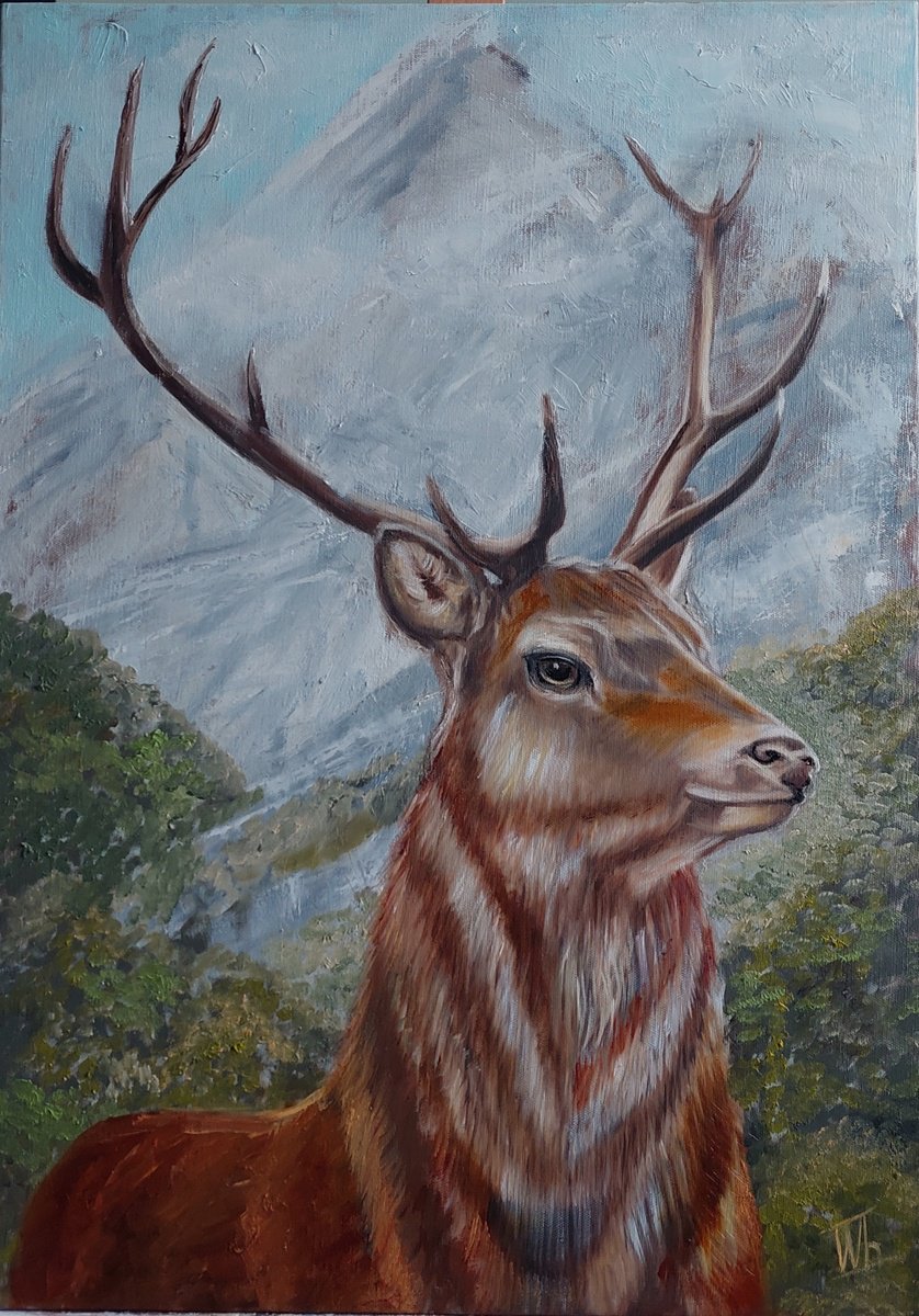 Photorealistic Oil Painting , Majestic Deer By Ira Whittaker, 20 X 28, Artwork For Sale On Artfinder