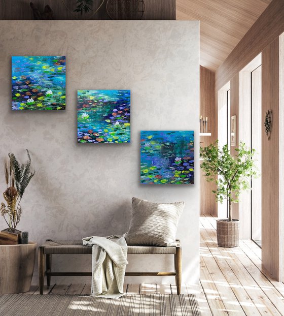 Waterlily From The Monet Garden - Triptych