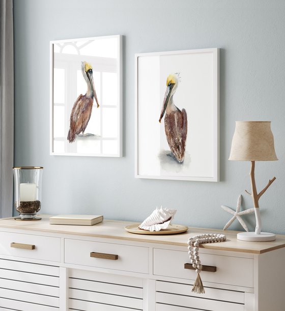 Brown Pelicans Set of 2