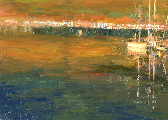 Dublin harbor in the night